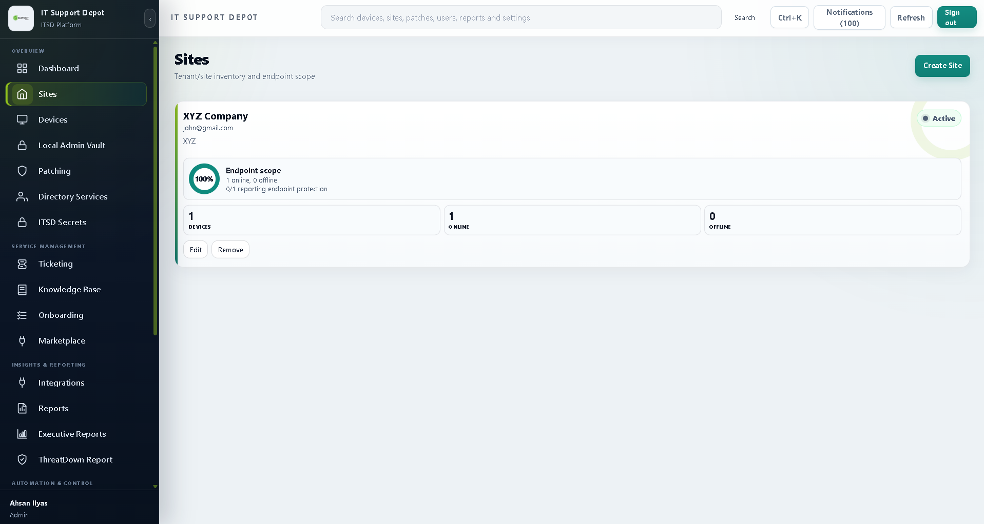 MSPdepot multi-site client management portal